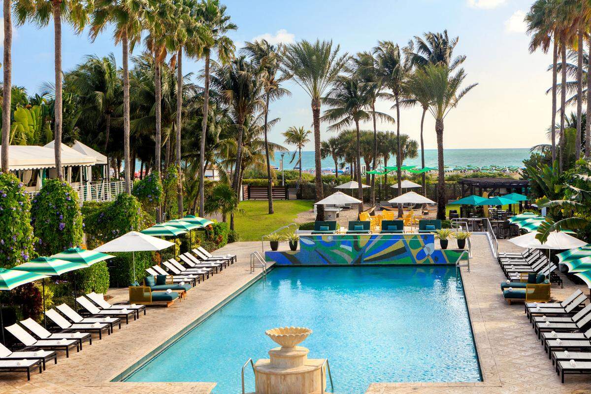 The pool at the Kimpton Surfcomber in Miami Beach.