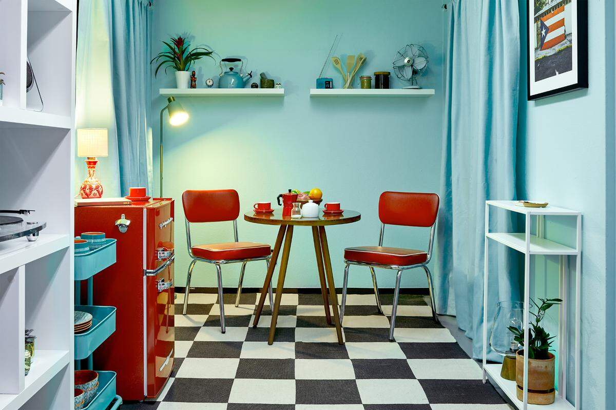 The kitchen area of Bad Bunny’s big rig.