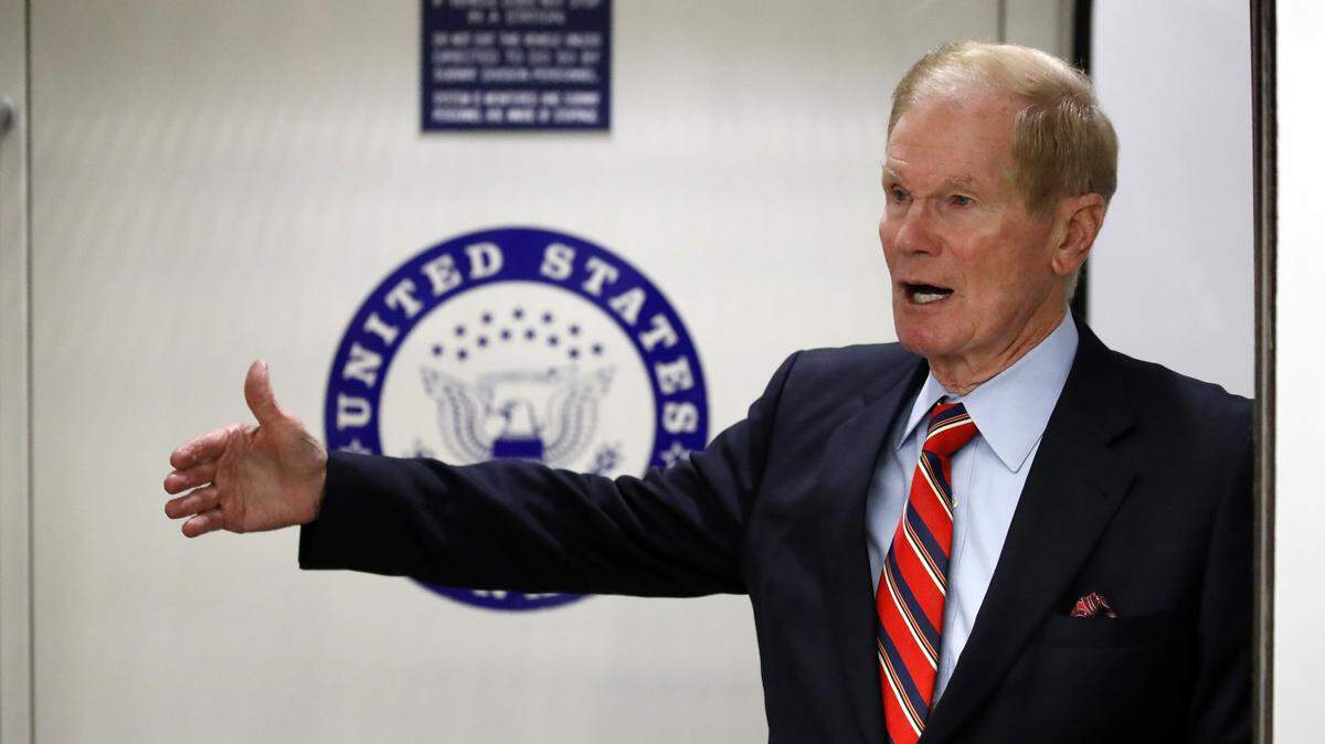 Florida Sen. Bill Nelson departs on the Senate subway after voting for Gina Haspel to be CIA director Thursday in Washington.