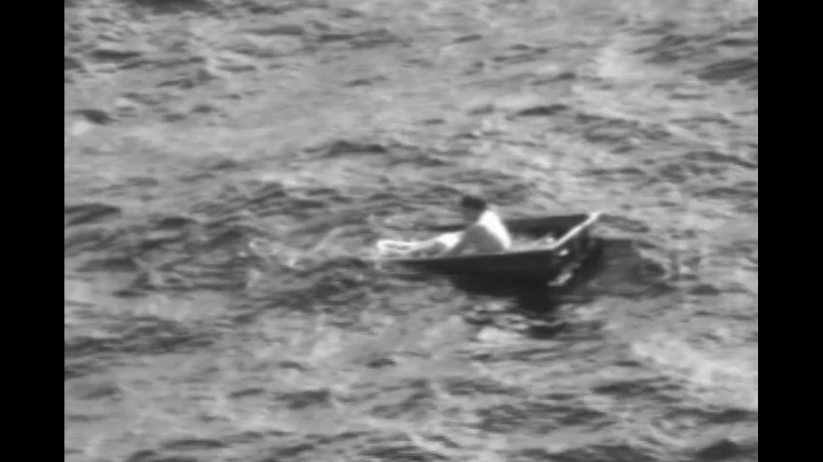 The search for a boater missing off North Florida came to a dramatic end when the U.S. Coast Guard found him 12 miles out to sea in a boat that was largely underwater, officials say.