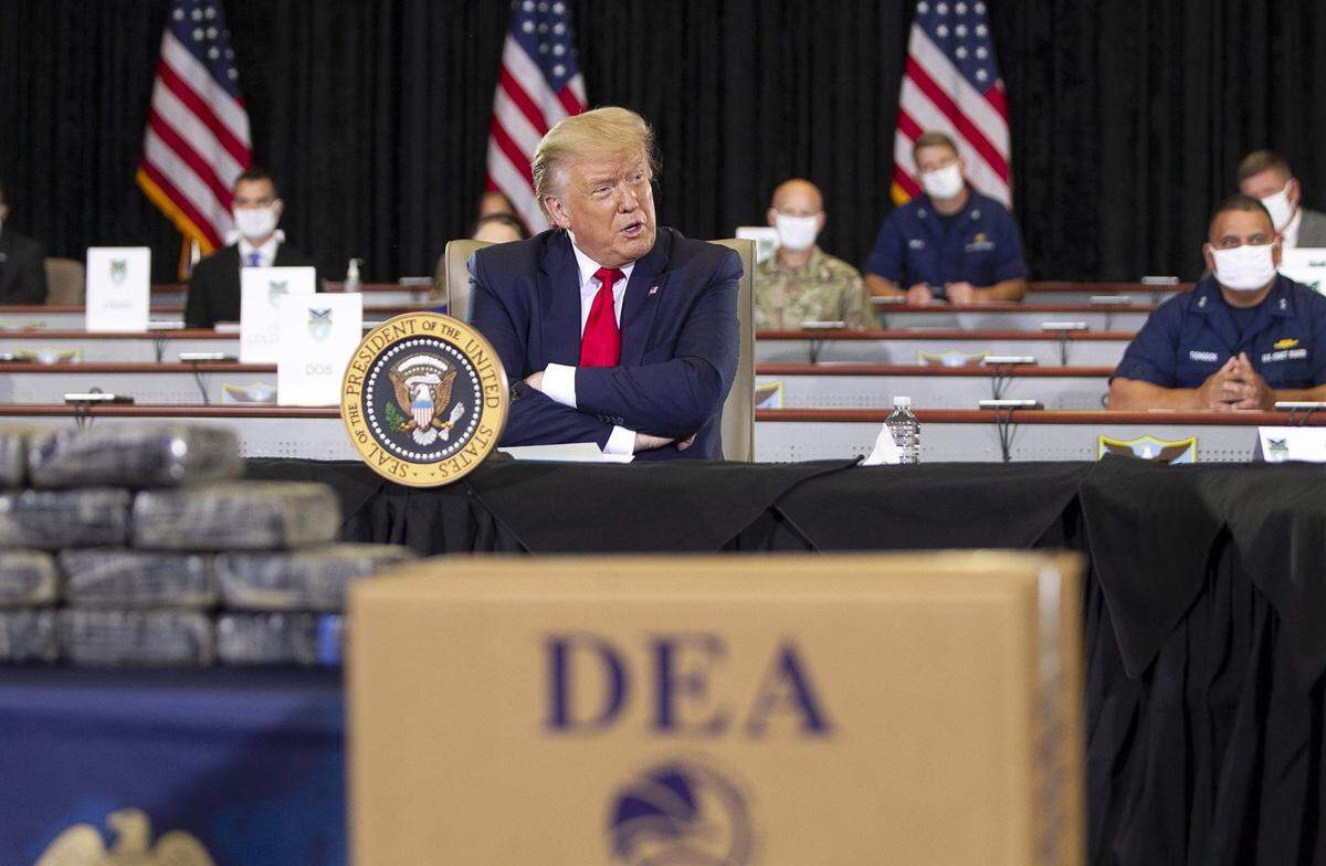 President Donald Trump speaks during a visit to the U.S. Southern Command in July 2020.