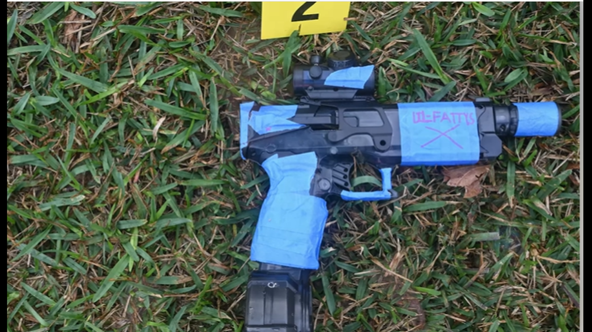 This is one of the water guns that were being carried in the dark as high school students played the game “Senior Assassins,” the Nassau County Sheriff’s Office said.
