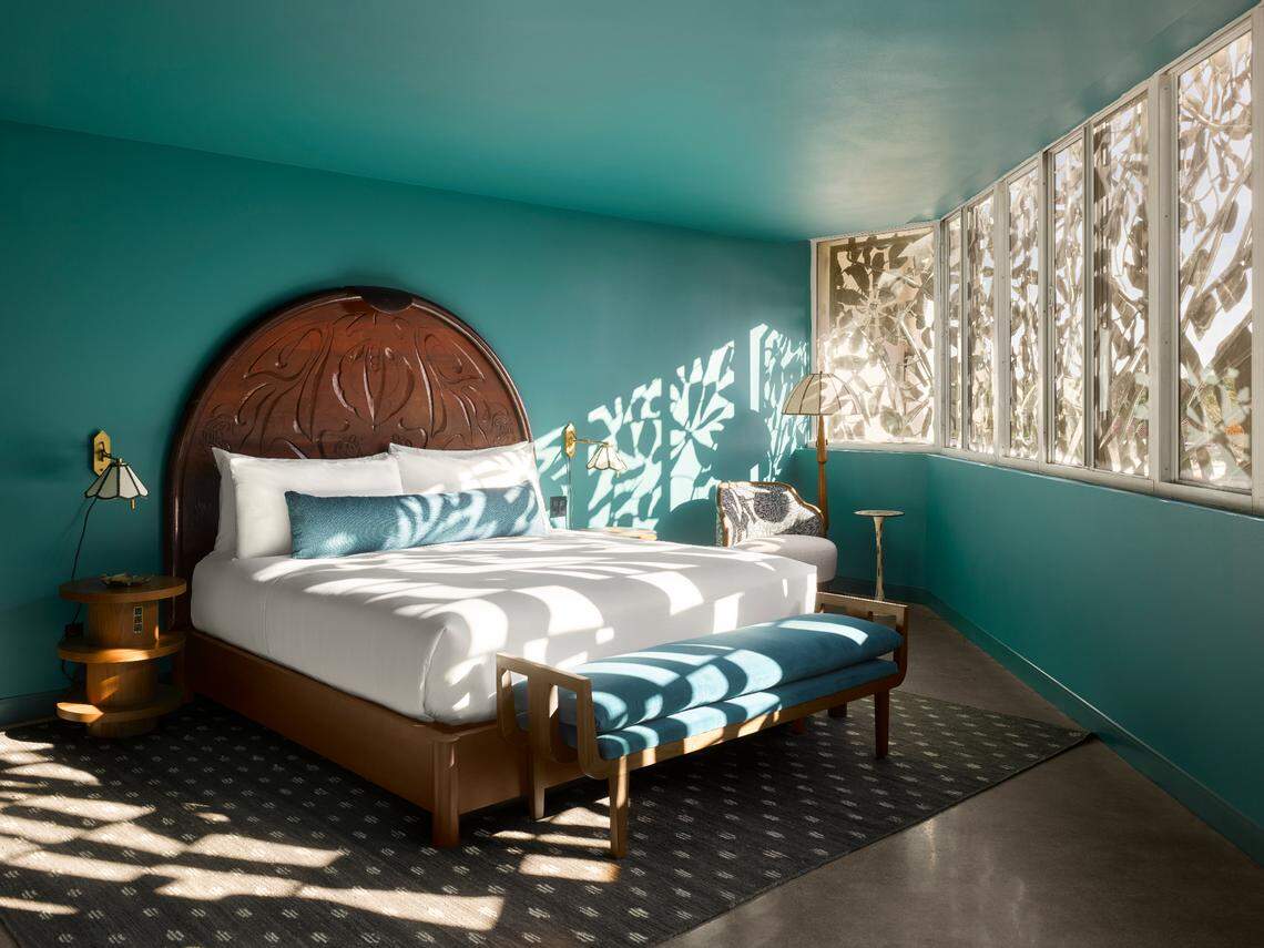 One of the king suites at the Mayfair House Hotel & Garden in Coconut Grove.