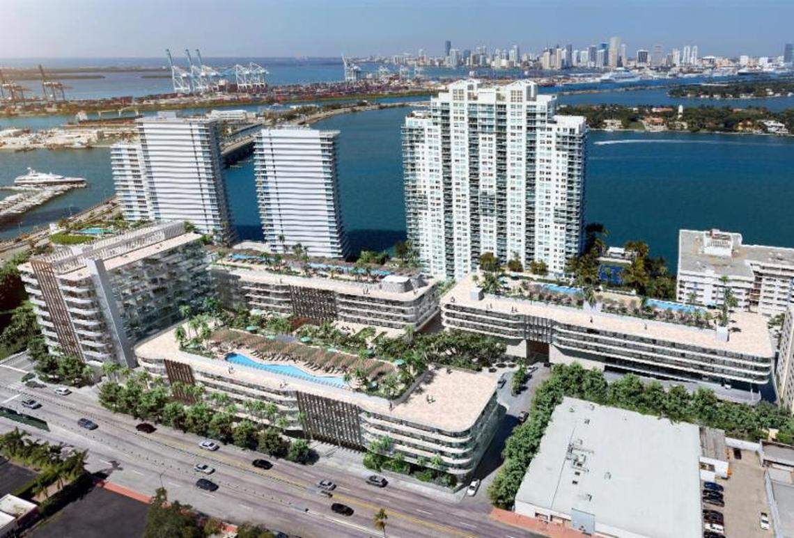 The currently approved development plans for the South Beach site between Alton Road and West Avenue.