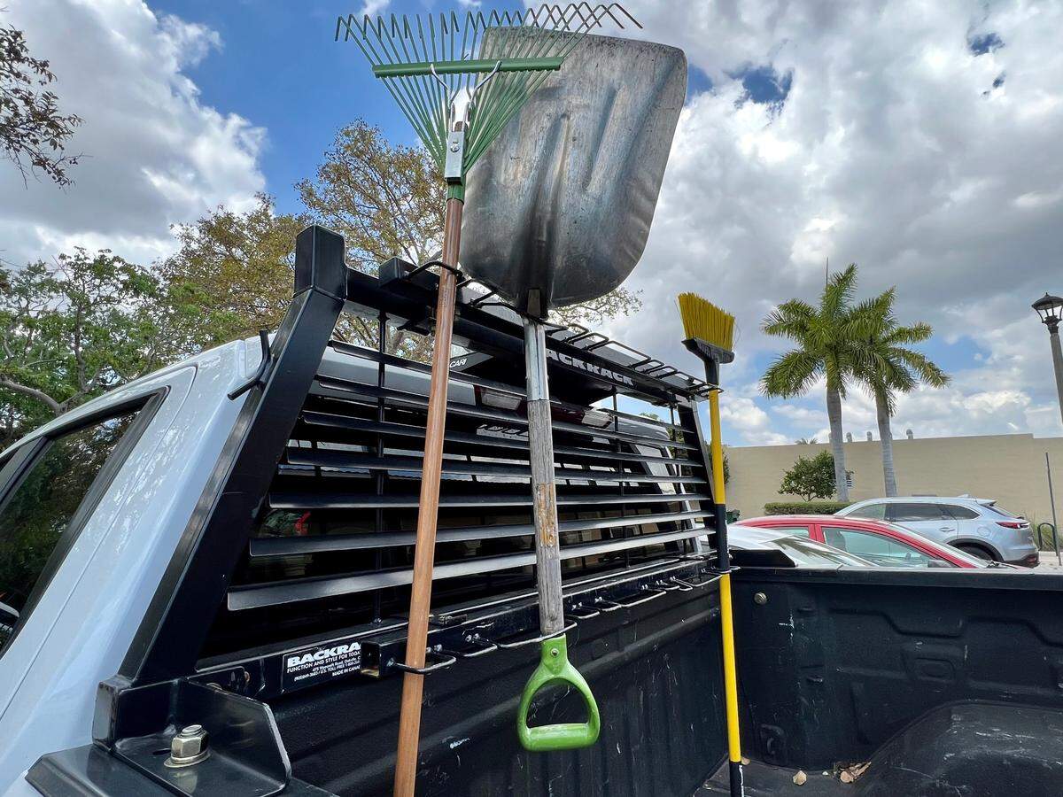Miami police say this shovel with a green handle was used to try to break into a city-owned pickup truck assigned to Commissioner Manolo Reyes’ office on Monday, March 6, 2023.