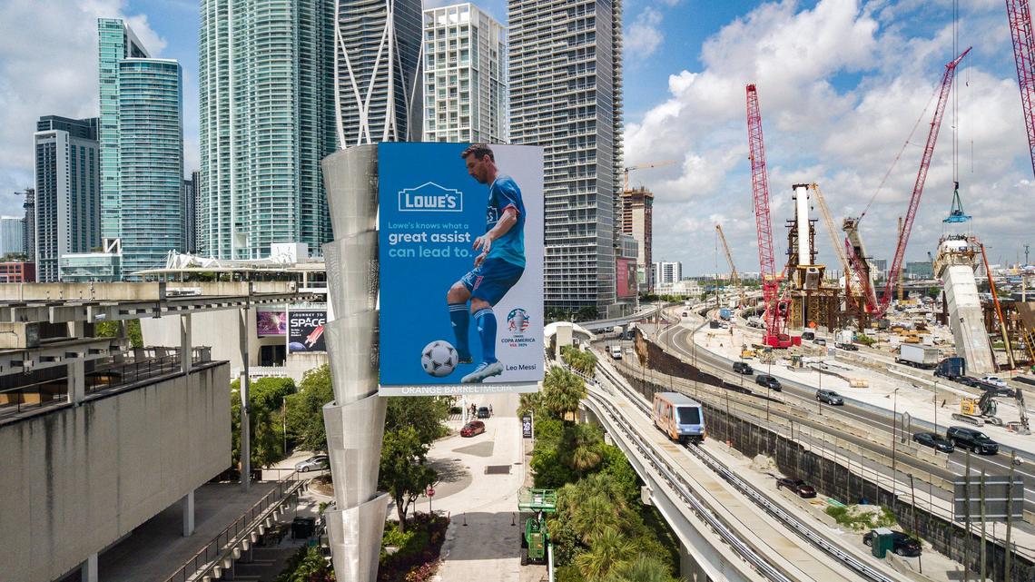 An ad for the Lowe’s hardware chain was on display outside the Pérez Art Museum Miami in June 2024, shortly after the digital sign went live on the city waterfront. While Miami accused PAMM of not following the rules in erecting the billboard, legislation up for a vote on Thursday, Sept. 25, 2025, would settle a lawsuit over the sign and allow it to remain in place. 