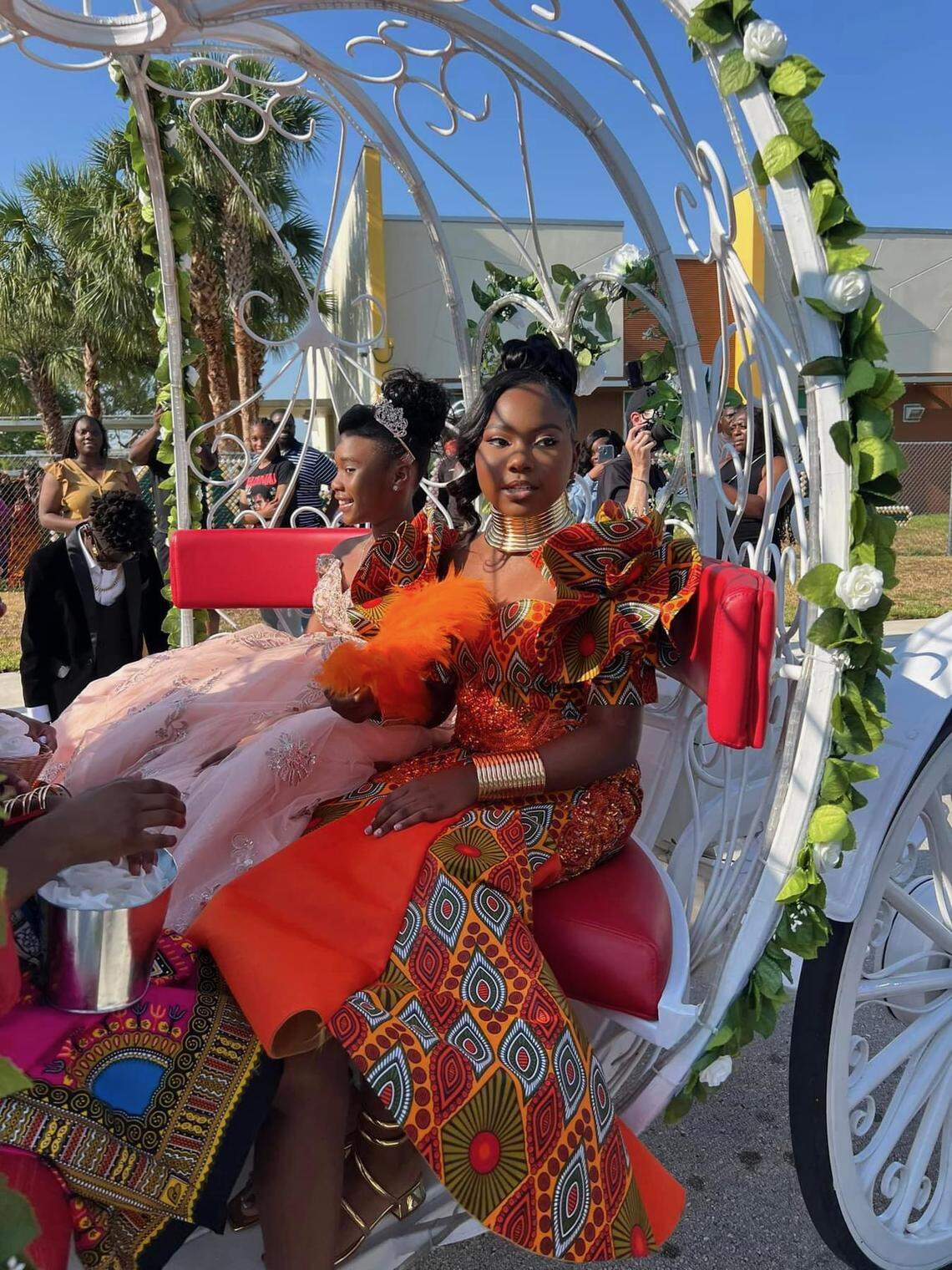 Scott Lake Elementary students ride in a horse and carriage on the way to their fifth grade prom. Prom has become somewhat of a cultural phenomenon in South Florida that has event extended to the elementary students.