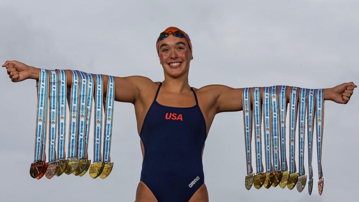 Erika Pelaez, South Florida HEAT, Swimming. All-Broward players photographed at Brian Piccolo Sports Park on Wednesday, Dec. 13, 2022, in Cooper City, Fla.