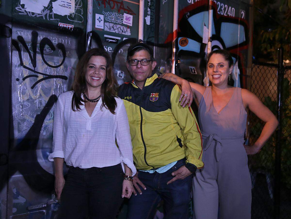 Juggerknot Theatre Company producer Tanya Bravo, playwright Juan C. Sanchez and Della Heiman of Della Bowls at Wynwood Yard.