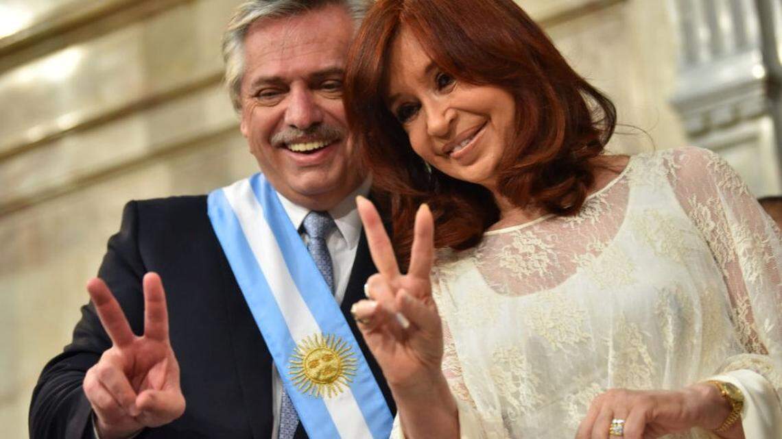 Argentina’s President Alberto Fernandez and Vice President Cristina Fernandez during the presidential inauguration on Dec. 10.