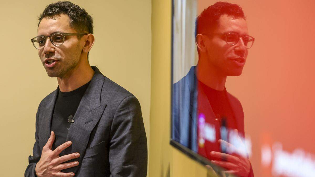 James Fishback, CEO of investment firm / asset manager Azoria, speaks at the Marshall Student Center on Monday, Oct 6, 2025, in Tampa, as Florida universities navigate renewed free speech battles following the assassination of Charlie Kirk.