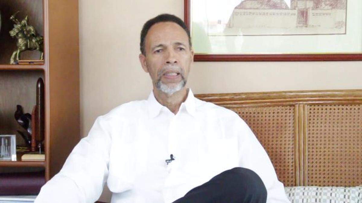 CARICOM Secretariat’s Assistant Secretary-General, Ambassador Colin Granderson, meets with Caribbean foreign ministers in May 2020 to discuss the COVID-19 pandemic. After 45 years as a diplomat, Granderson, 79, retired Jan. 31, 2022, from his post at the 15-member Caribbean Community bloc.