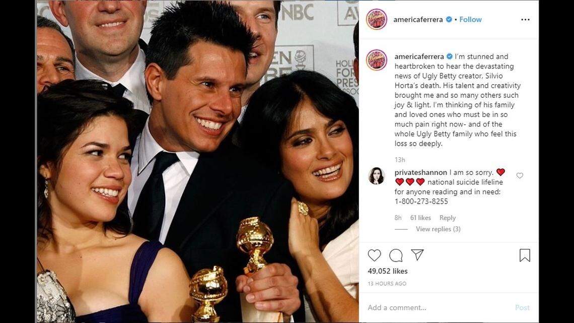 “Ugly Betty” star America Ferrera pays tribute to showrunner Mario Horta on her Instagram page on Jan 7, 2020.