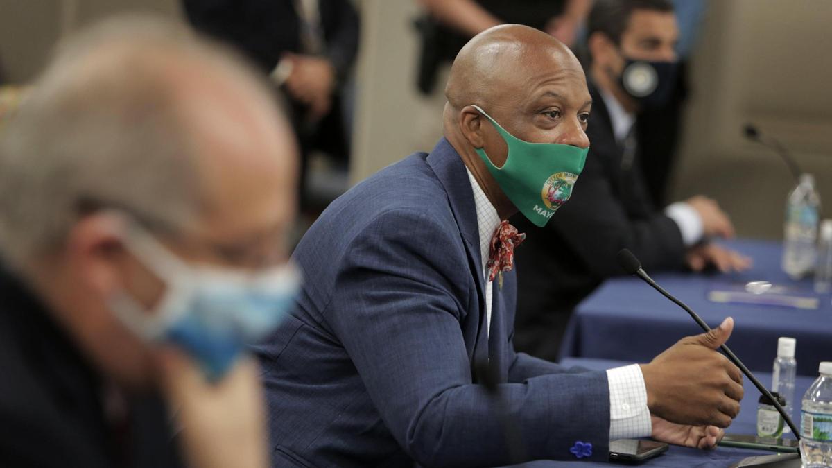 Oliver G. Gilbert, Mayor of the City of Miami Gardens speaks during a roundtable discussion at Stephen P. Clark Government Center.