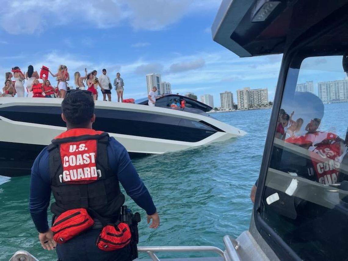More than a dozen people were rescued from a sinking yacht off the coast of Miami Beach Saturday, May 3, 2025, according to the U.S. Coast Guard.