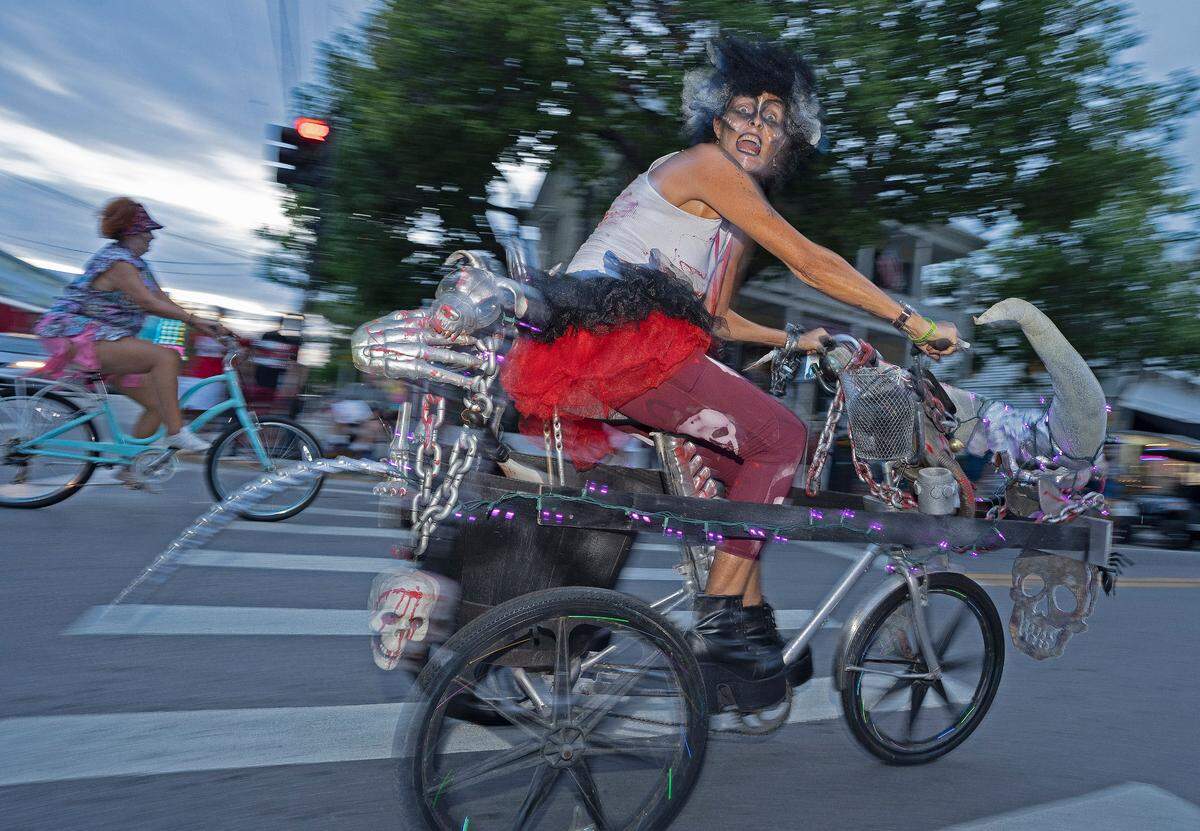 Costumed bicycle riders took part in an unofficial “Zombie Bike Ride” Key West on Oct. 24, 2021. Although large-scale events were canceled due to the COVID-19 pandemic last year, the annual Fantasy Fest celebration is back on with a full plate of activities through Sunday, Oct. 30, 2022