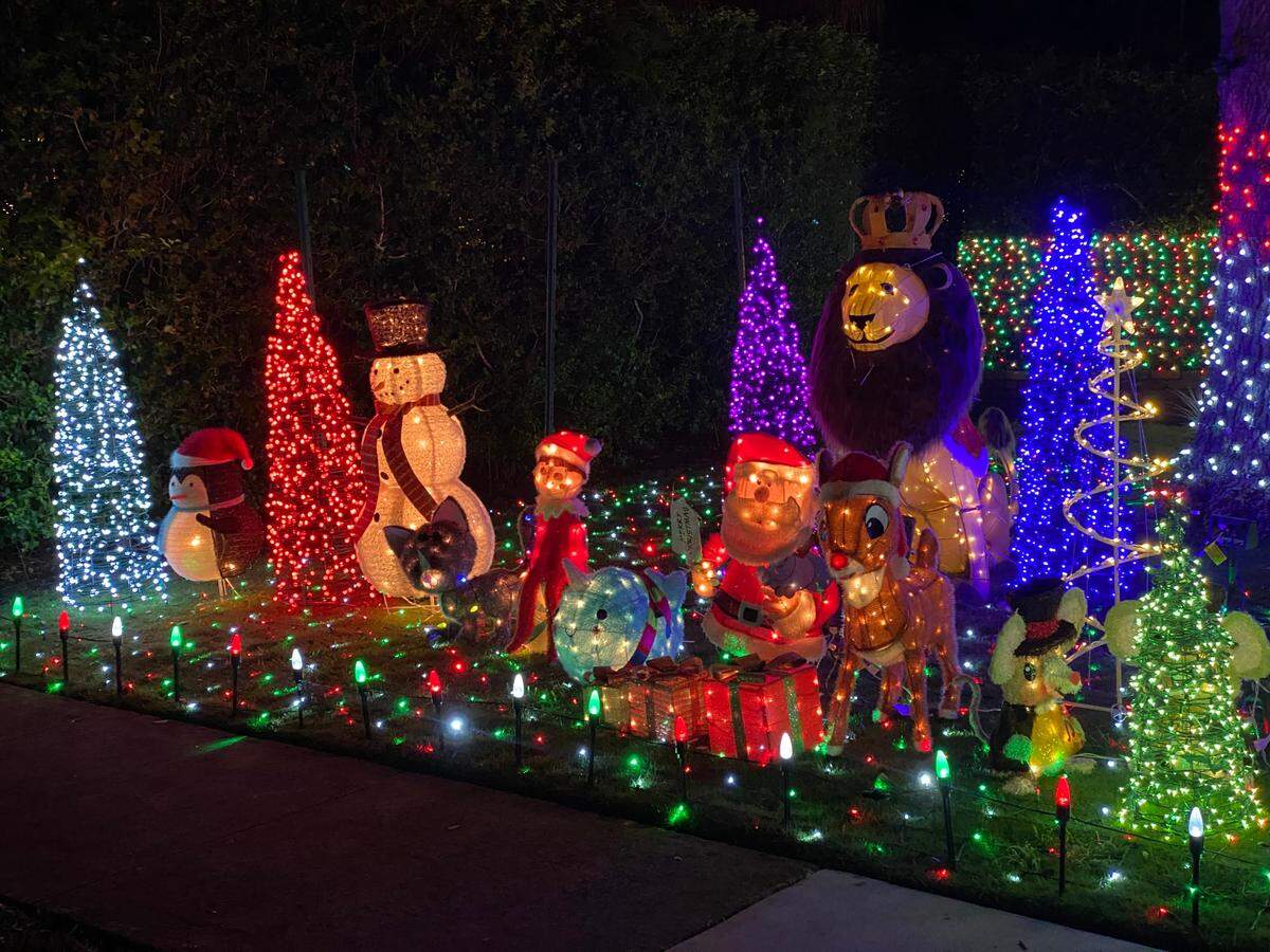 A new inflatable lion with a crown is just one of the newest characters featured at Victor Pedroso’s incredible holiday light display.