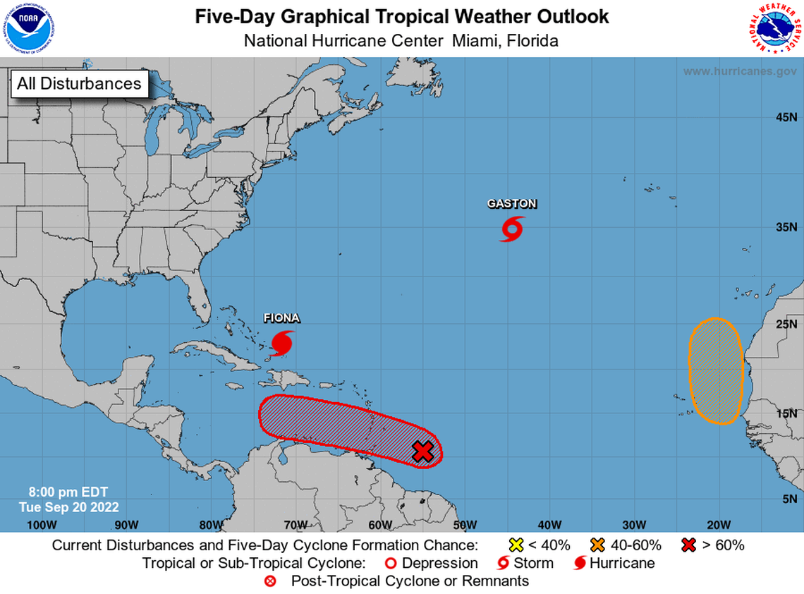 The National Hurricane Center is tracking a hurricane, a tropical storm and two disturbances in the Atlantic.