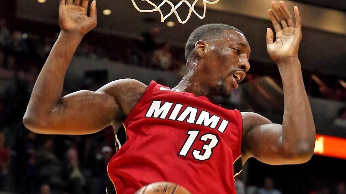 Miami Heat center Bam Adebayo dunks in the first quarter in a game against the New York Knicks at AmericanAirlines Arena in Miami, Florida, March 21, 2018.