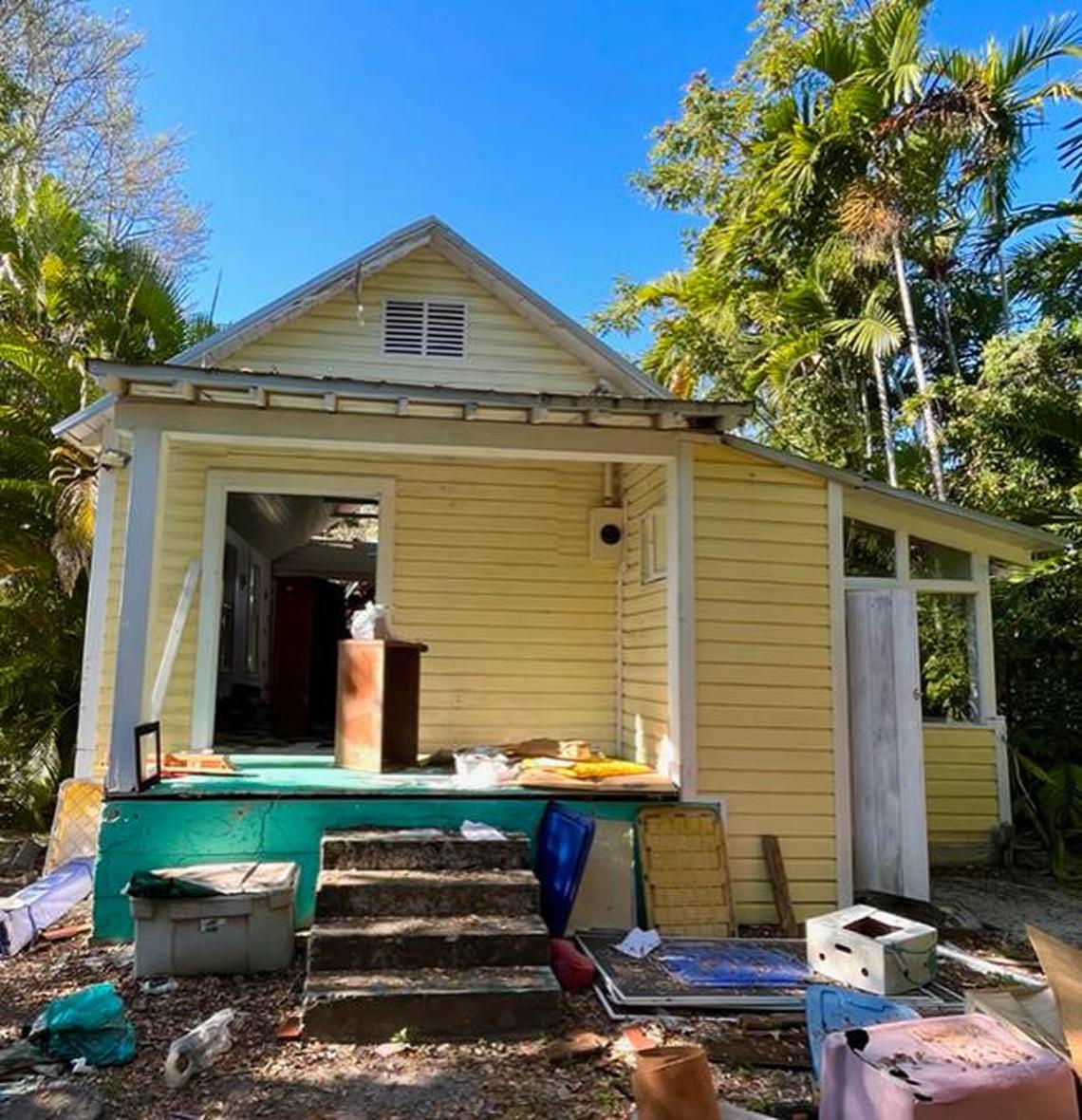 Demolition of the “Seaside” house on Lincoln Avenue in Coconut Grove was halted midway when a major water pipe ruptured. Neighbors went inside the house and were able to salvage some of its vintage fixtures and furnishings.