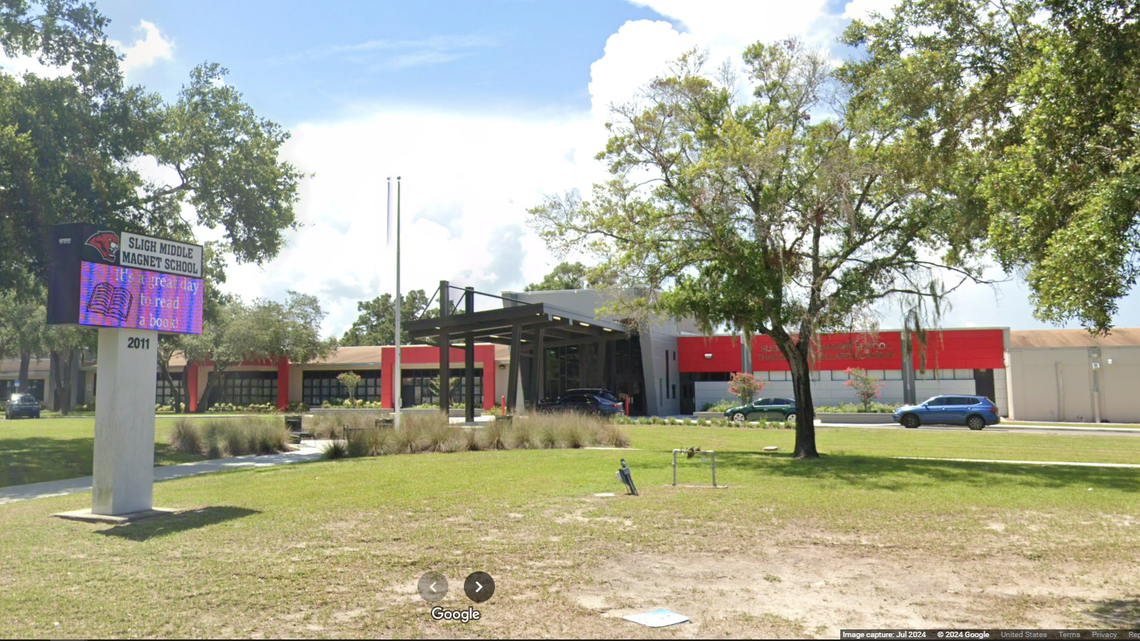 The incident happened Monday, Oct. 21, at Sligh Middle Magnet School in Tampa, and both the teacher and student face charges, the Tampa Police Department said in a news release.