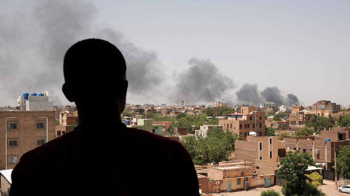 Smoke rises in Khartoum, Sudan on April 22, 2023. Fighting between the Sudanese Army and Rapid Support Forces resumed after an internationally brokered cease-fire failed.