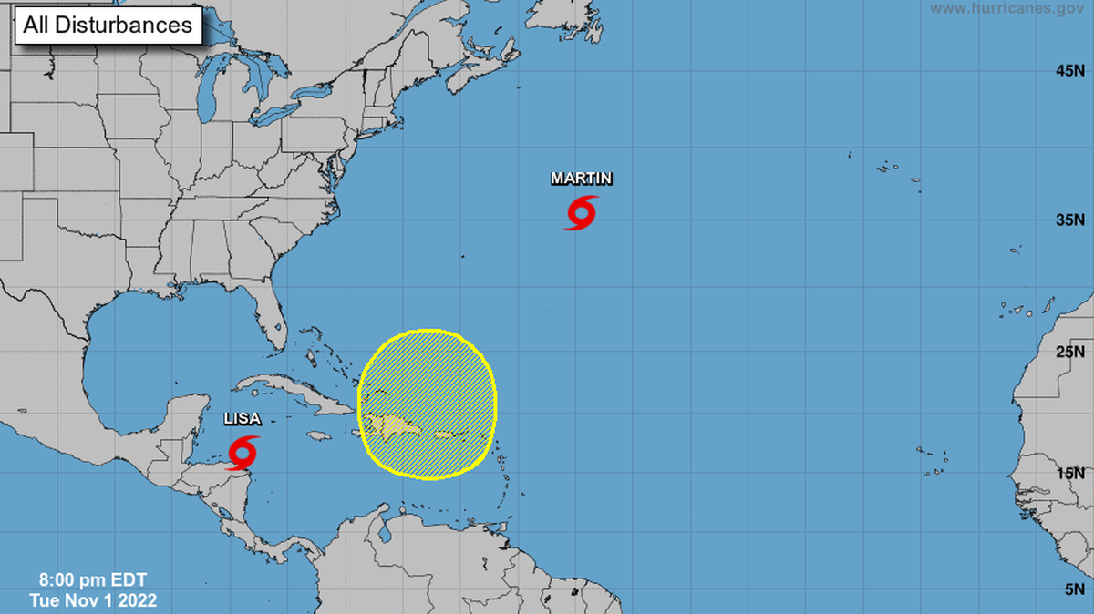 Tropical Storms Martin and Lisa are forecast to turn into a hurricane soon. The National Hurricane Center also expects a disturbance will form this weekend.