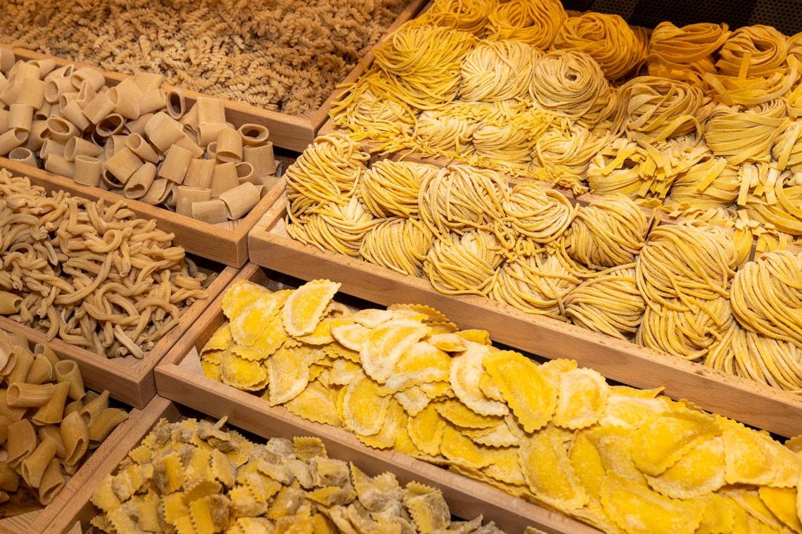 Fresh pasta for sale inside Eataly at the Aventura Mall.