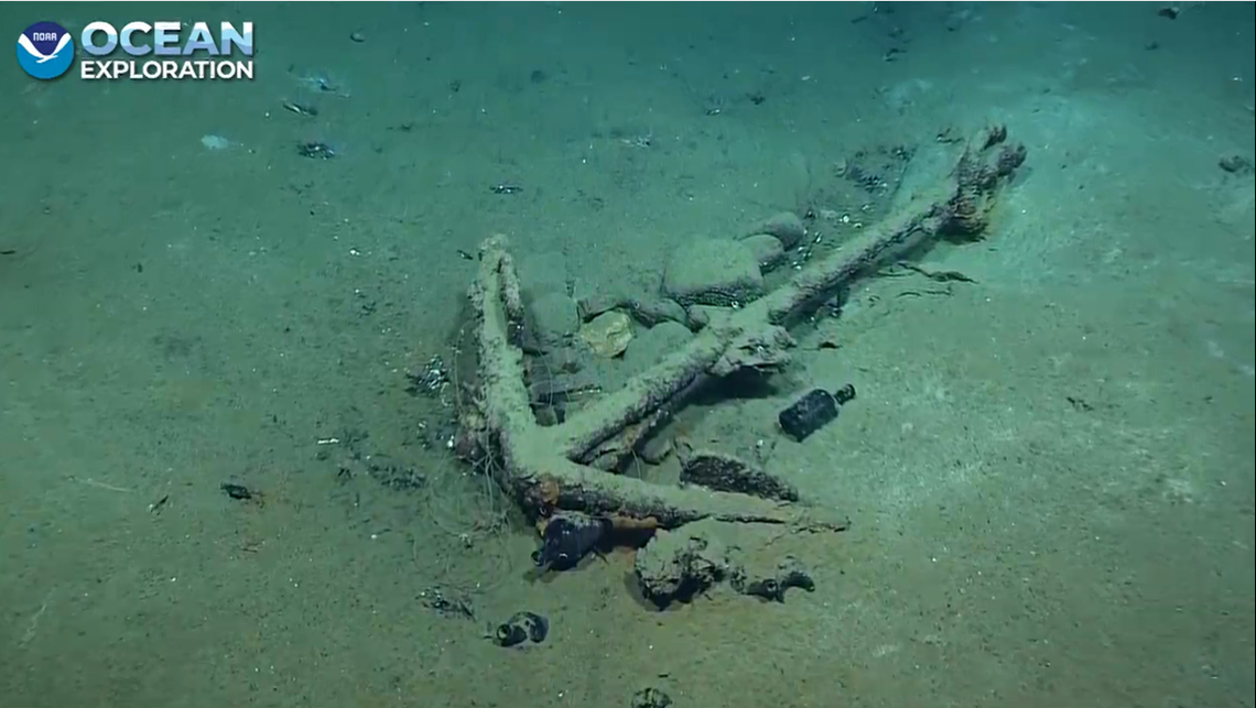 This was one of the anchors that was found at the wreck site of Industry in February, 2022.