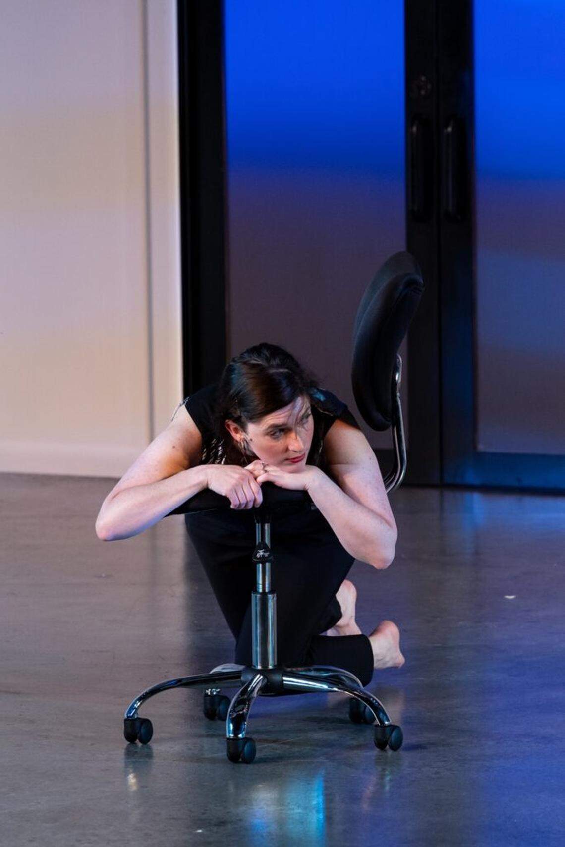 Liba Vaynberg as Gallerina bares her soul to David/Buddy in a scene from “Bad Dog” at Miami New Drama.