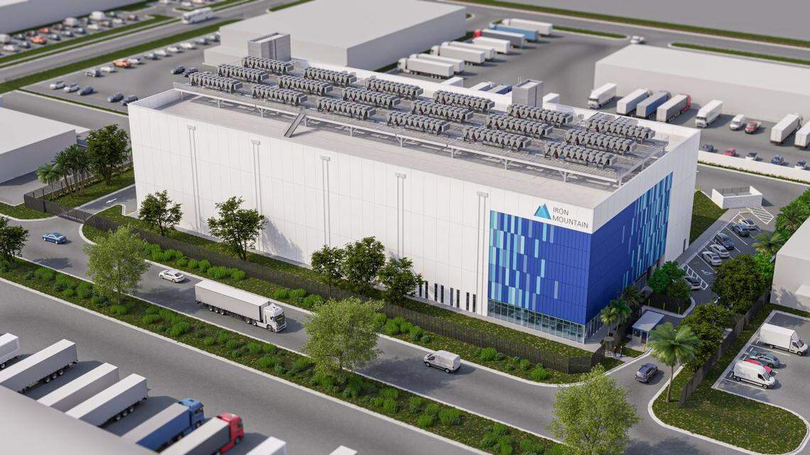 New Hampshire-based information management company Iron Mountain is bringing a 150,000 square-foot data center to the Westview neighborhood. The AI-powered facility is expected to bring 30 jobs to the area. This is a rendering the building.