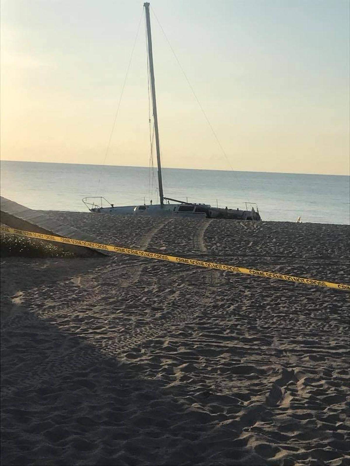 Hollywood's derelict vessel enjoys its final sunrise after its 51 day stay on the surf. Hollywood will remove the ship this morning.