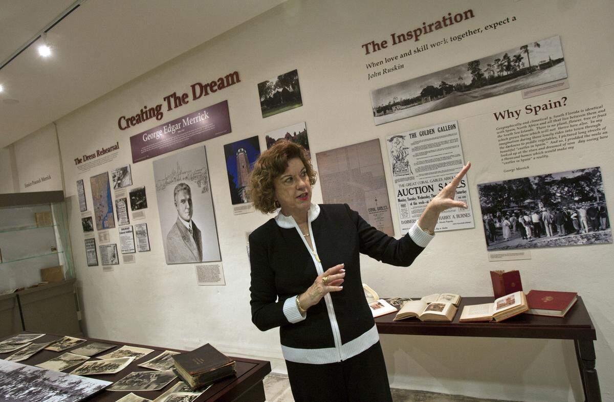 Historian Arva Moore Parks talks about the creation of Coral Gables in a room dedicated to the early days of the city on Monday October 17, 2011 just days before the opening of the new Coral Gables museum.
