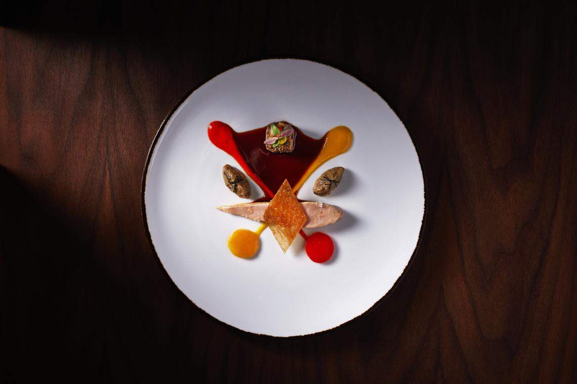 Guinea fowl with pepper and eggplant at Tambourine Room by Tristan Brandt.