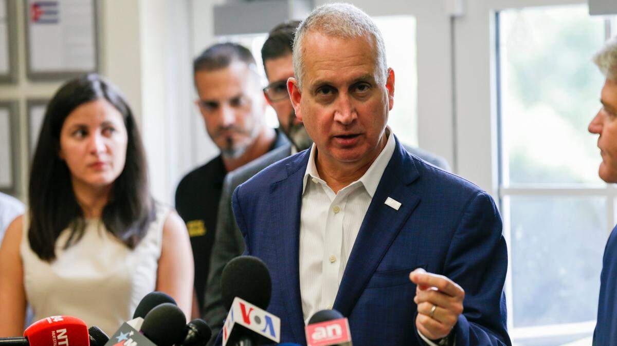 U.S. Rep. Mario Diaz-Balart speaks about conditions in Cuba during a press conference at the Hialeah Gardens Museum Honoring Assault Brigade 2506 on Thursday, Aug. 5, 2021.