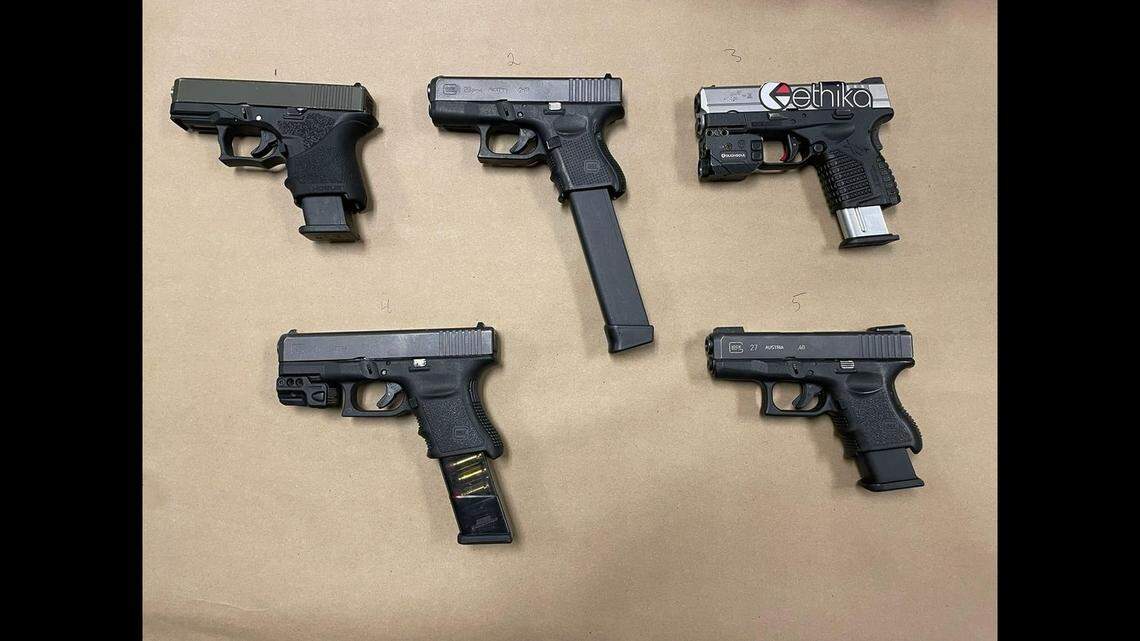 Three of the guns were stolen and one was a ‘ghost gun’ - lacking a serial number, police said.