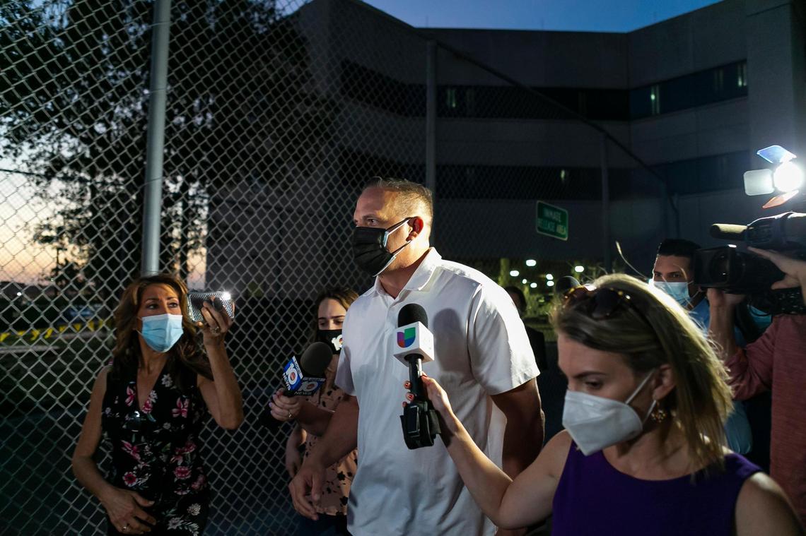 Frank Artiles leaves the Turner Guilford Knight Correctional Center in Miami, Florida on Thursday, March 18, 2021. Artiles posted $5,000 bail after facing charges relating to a 2020 Senate District 37 campaign.