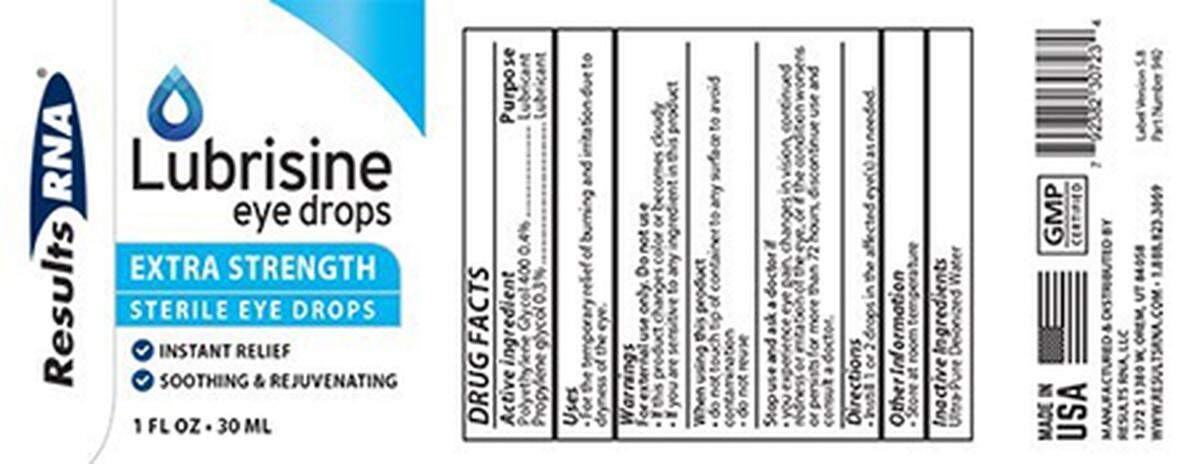 Results RNA is recalling all lots of Lubrisine Eye Drops that have been made since May 12, 2012 after an FDA inspection found manufacturing conditions that might not be sterile and definitely have colloidal silver.