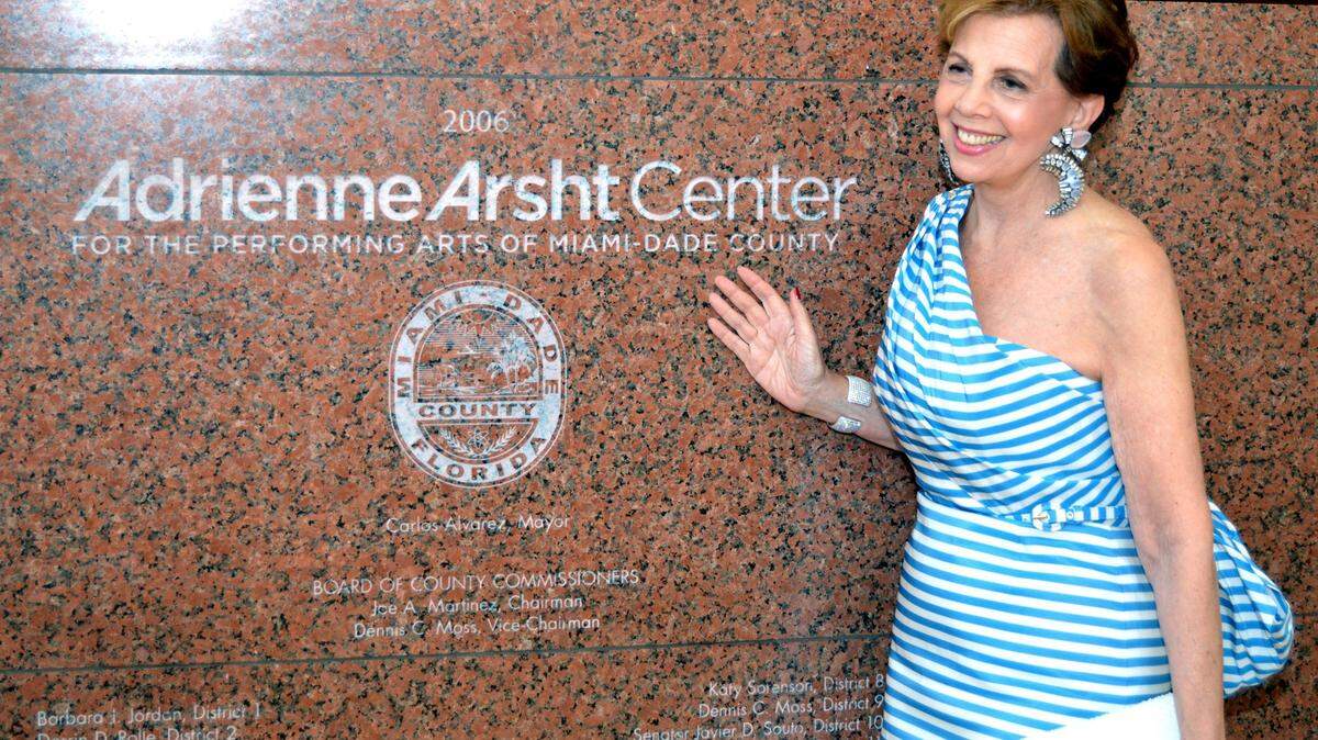Philanthropist Adrienne Arsht at the performing arts center that bears her name in 2014.