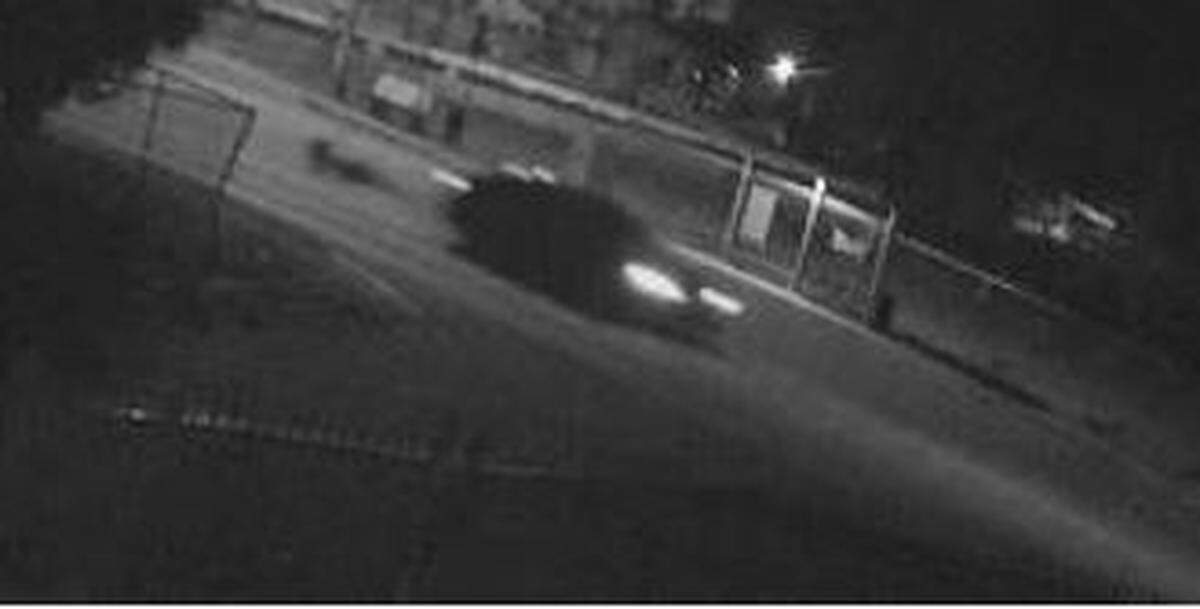 A surveillance camera photo of the sedan police believe was involved in the hit-and-run crash that killed Felix Benitez.