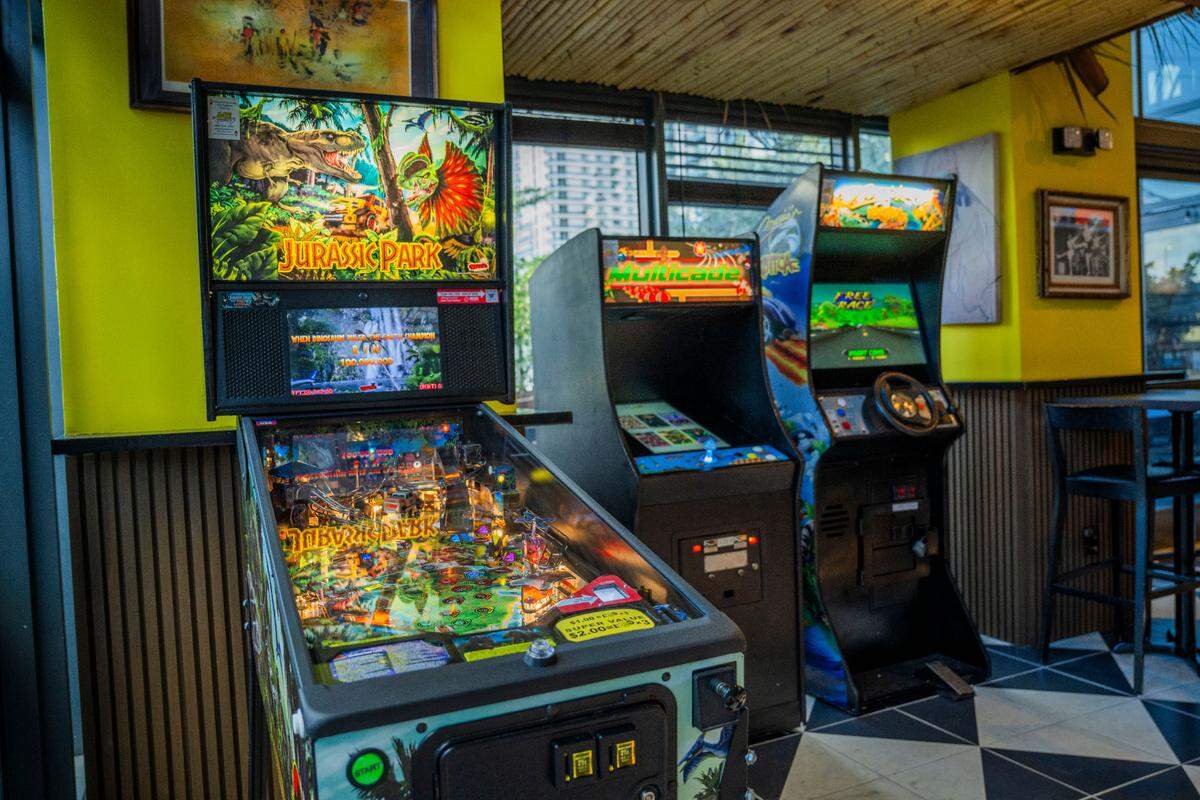 The new Canvas Bar in Miami’s Edgewater neighborhood includes a section with an arcade.