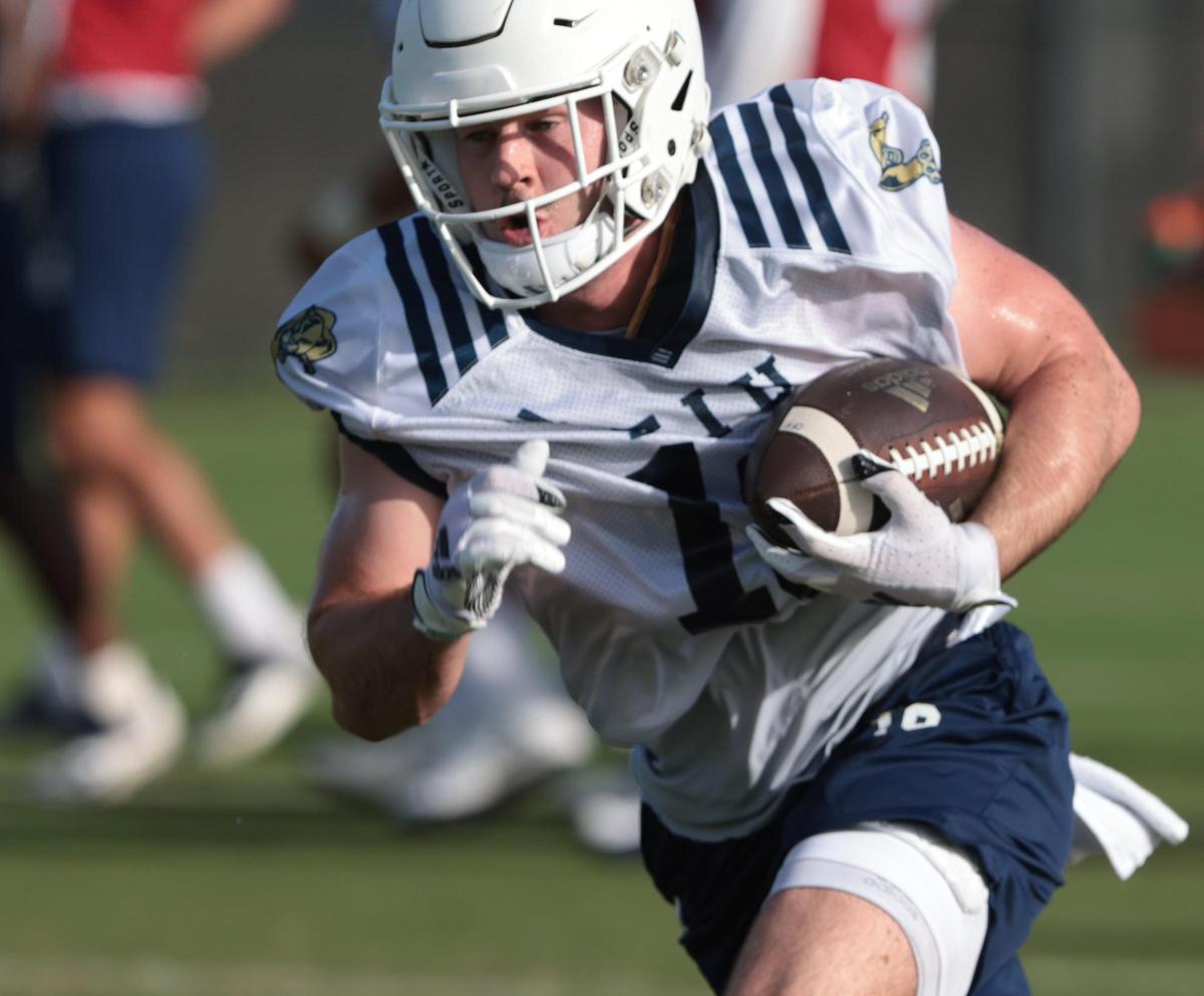 Wide receiver Ross Fournet runs down field during practice. On Monday, August 1, 2022 FIU football team opened morning practiced to the media on the practice field on the Tamiami Campus.