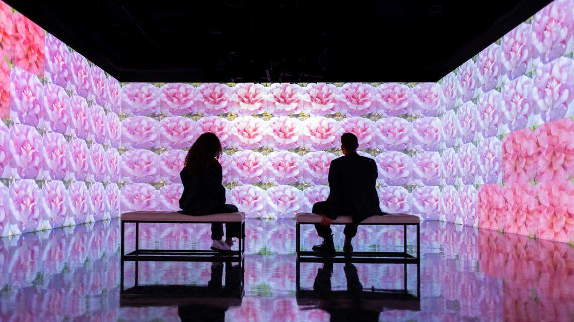 The cinematic compilation (“Sketches”) combines Zach Lieberman’s edited sketches with music from Jemapur, Daito Manabe, and Nahre Sol in “Future Sketches / Code Poems” at Artechouse, Miami Beach, through May 27.