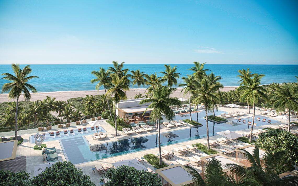 W Pompano Beach Hotel & Residences will feature both amenities open to the public and exclusive to guests and owners. An artist rendering shows what the pool will look like.
