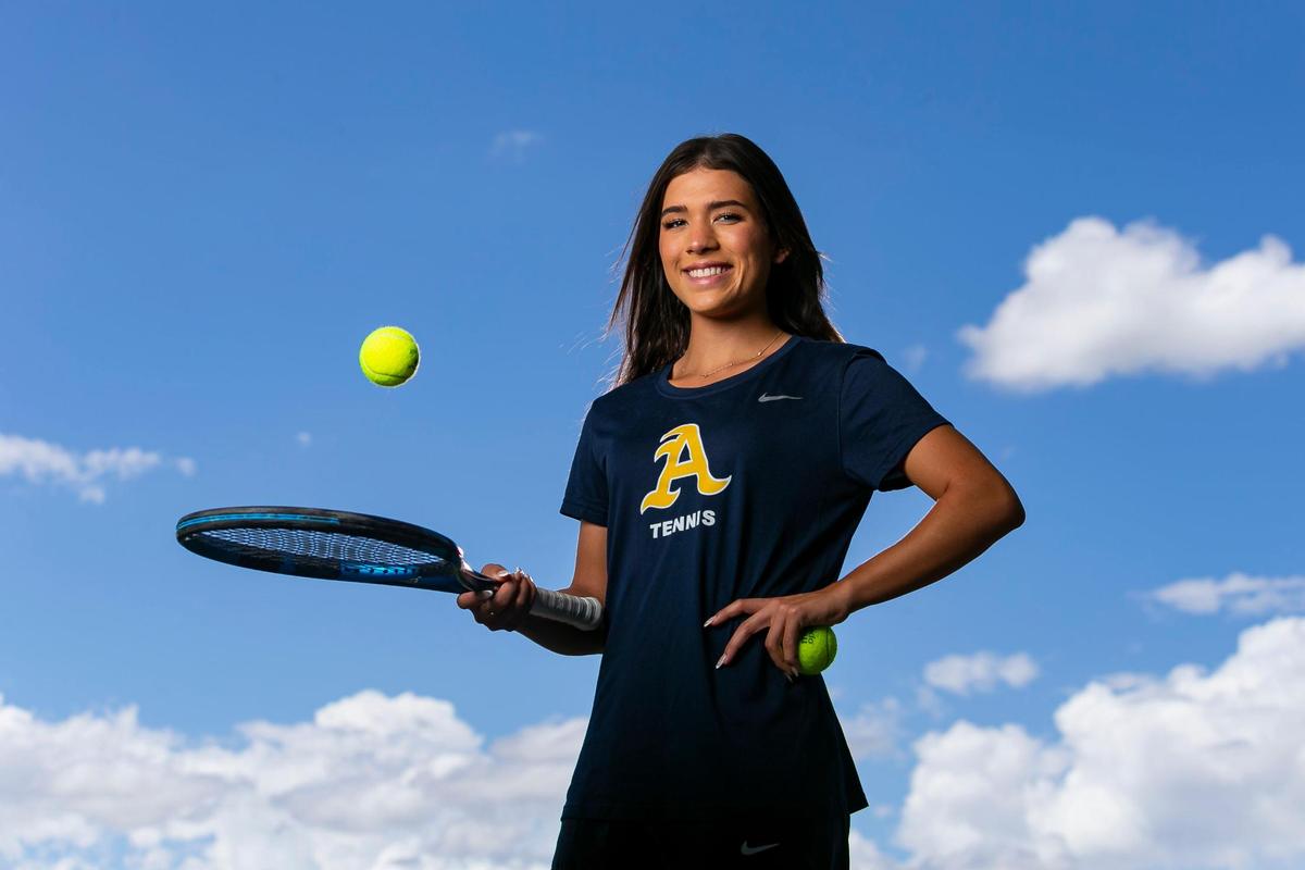 Broward Tennis Player of the Year Isabella Pacheco, from St.Thomas Aquinas High School, is photographed at Brian Piccolo Park in Cooper City, Florida on Thursday, May 12, 2022.