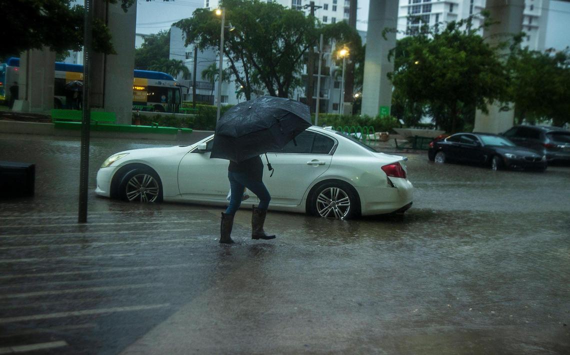 Massive rainfall from the Tropical Storm Alex caused serious floods leaving cars and businesses flooded Saturday morning in the Brickell area near downtown Miami.
