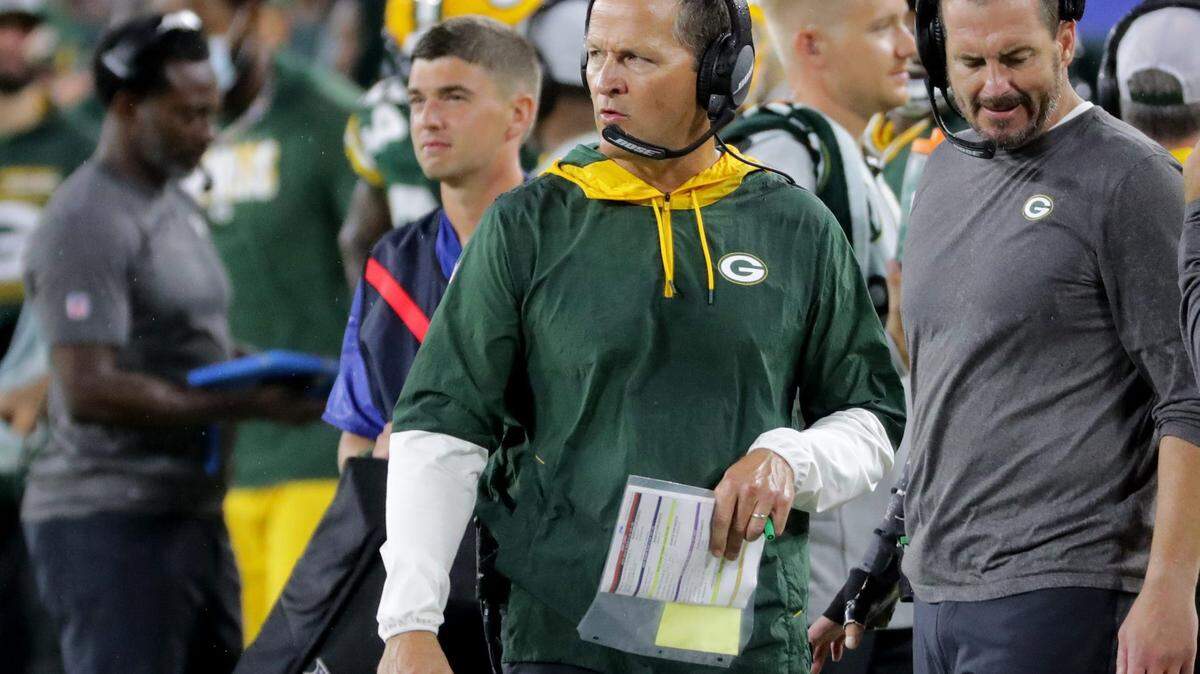 Green Bay Packers defensive coordinator Joe Barry is shown during the fourth quarter of their game Monday, September 20, 2021 at Lambeau Field in Green Bay, Wis. The Green Bay Packers beat the Detroit Lions 35-17.MARK HOFFMAN/MILWAUKEE JOURNAL SENTINEL