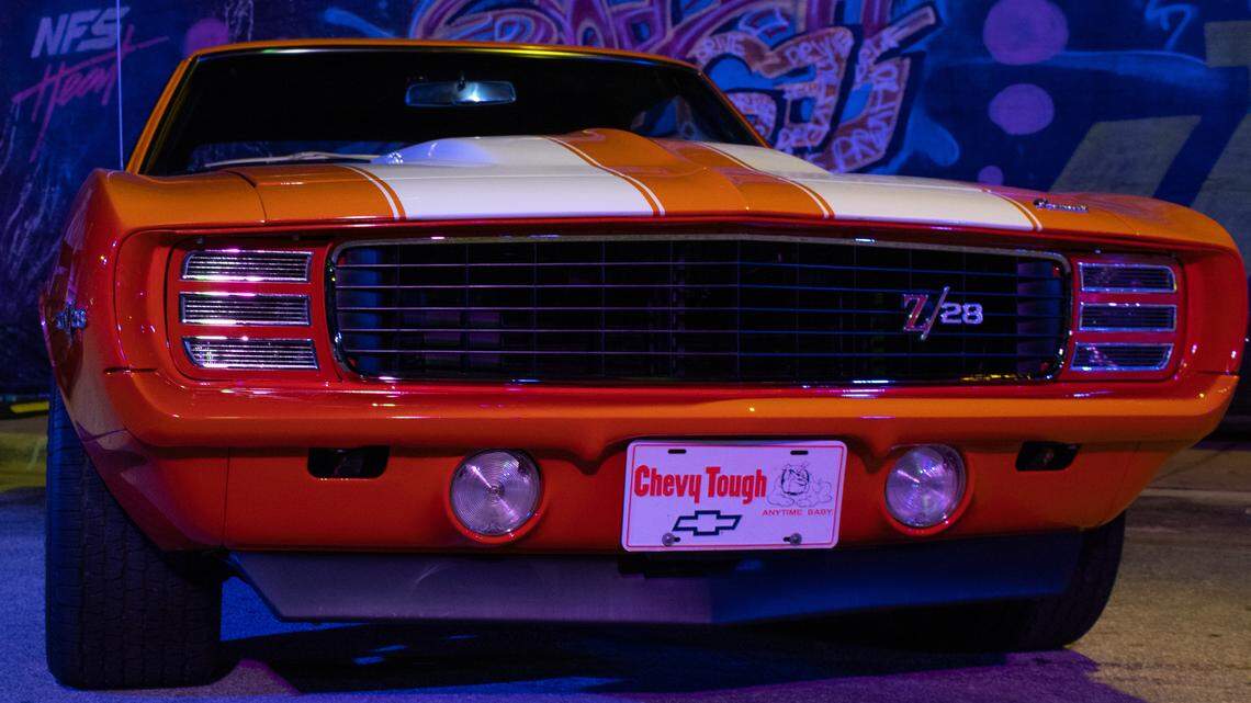 A 1969 Chevy Camaro Z28 parked at the “Need For Speed: Heat” Global Launch Event at the Generator Miami in Miami Beach Tuesday, November 5, 2019. “Need For Speed: Heat” hits shelves Friday, November 8, 2019.