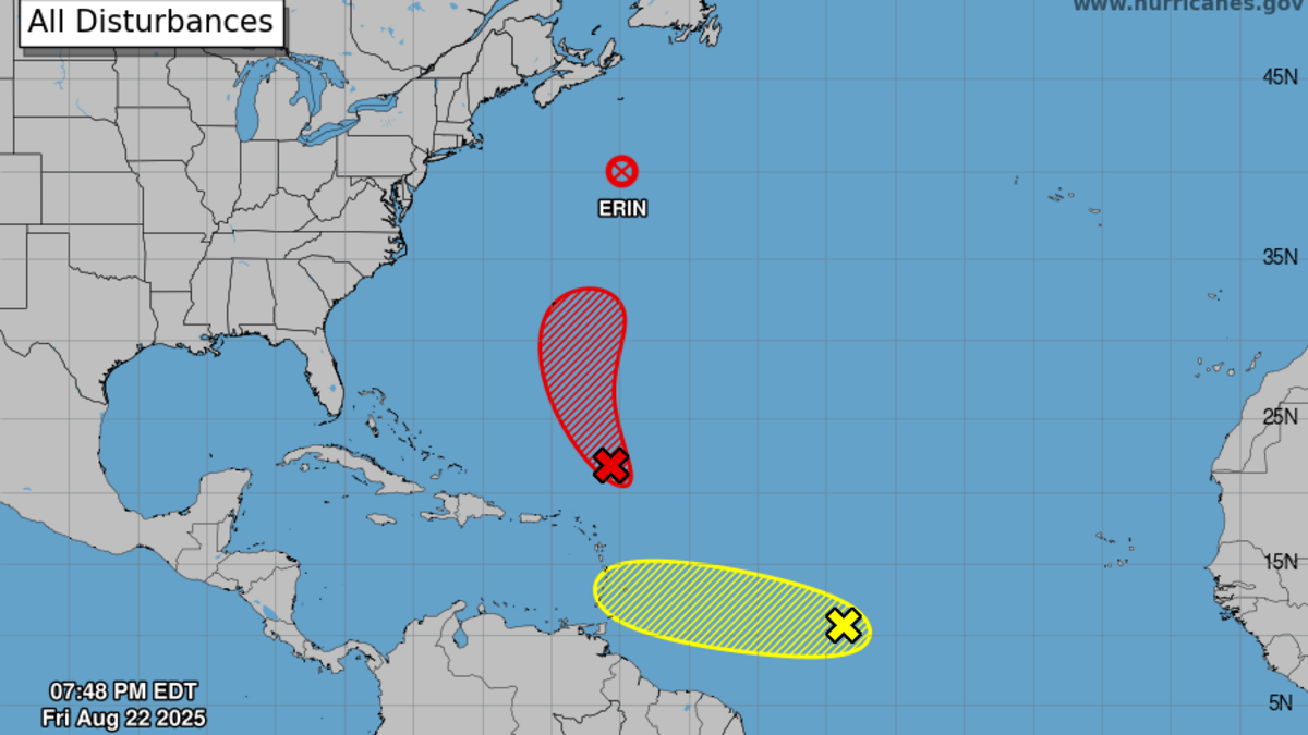 The hurricane center said one system could form in the Atlantic in the next few days.