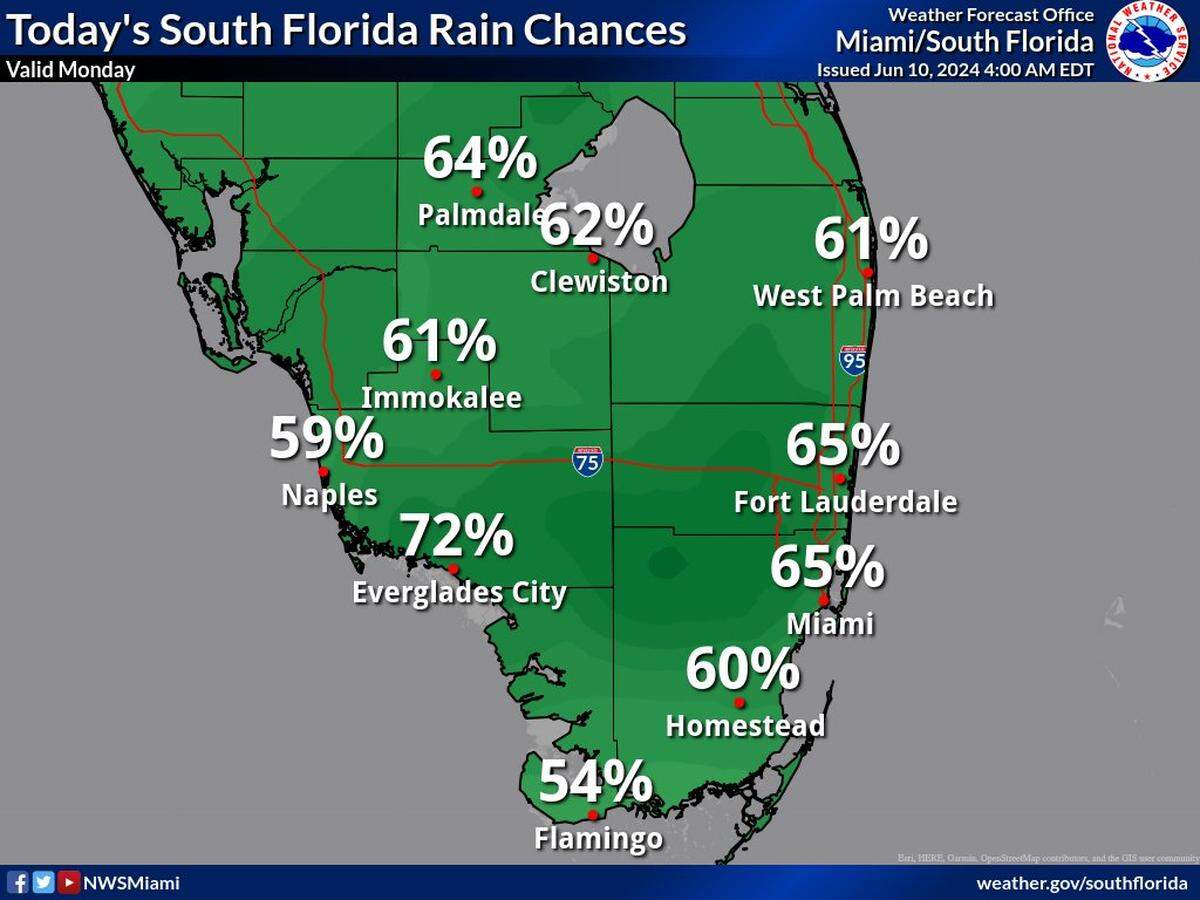 National Weather Service Miami report for Monday, June 10, 2024. Courtesy National Weather Service